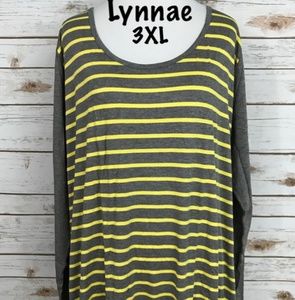 LulaRoe 3XL Lynnae Gray with Yellow Stripes